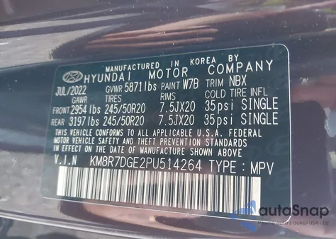 2023 Hyundai Palisade Calligraphy z USA, uszkodzony, nr VIN KM8R7DGE2PU514264